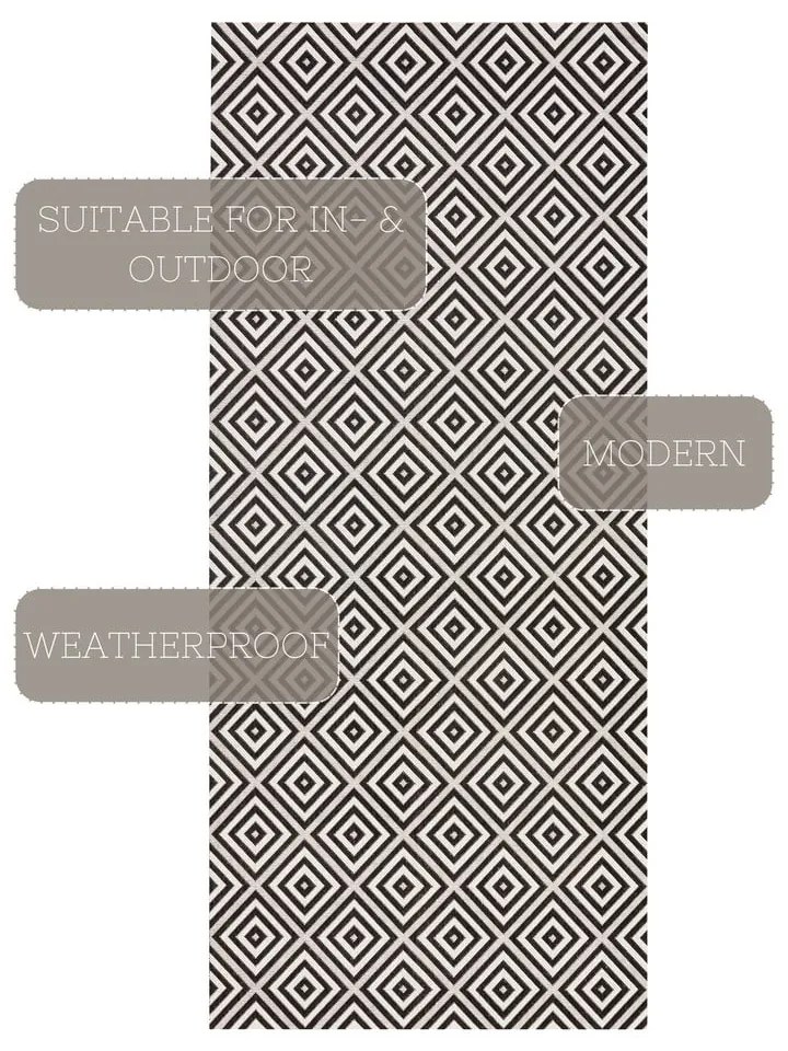 Czarno-biały chodnik odpowiedni na zewnątrz NORTHRUGS Karo, 80x200 cm