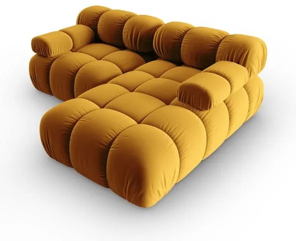 Żółty aksamitny narożnik (prawostronny) Bellis – Micadoni Home