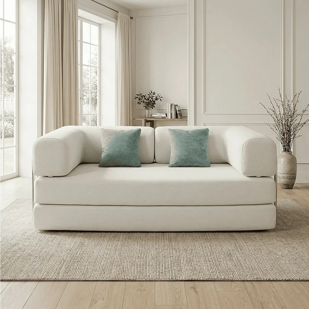 Coco Living Sofa rozkładana Kaia – biały/szałwia