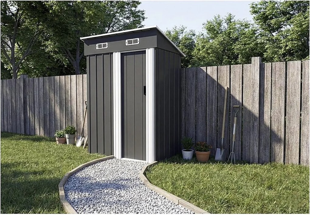 Metalowa szopa ogrodowa "Memphis" z przesuwanymi drzwiami - 1,48 m² - Szary