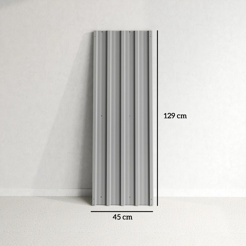 Outsunny 12 szt. blach trapezowych 129x45cm 7m² ocynkowana blacha dachowa 0,25 mm odporna na warunki atmosferyczne Jasnoszary | Aosom PL