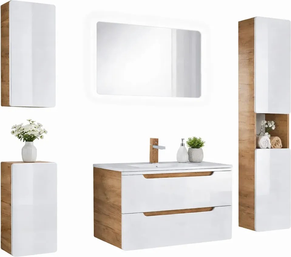 Zestaw podwieszanych mebli łazienkowych  80 cm Biały połyskE2-A52