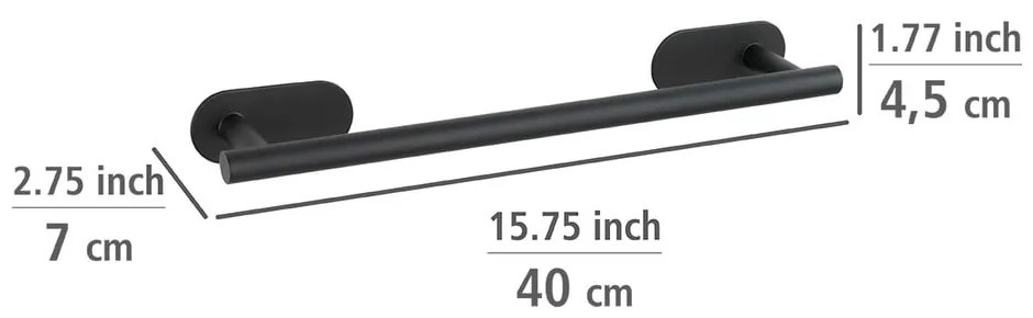Czarny matowy wieszak na ręczniki ze stali nierdzewnej Wenko Orea Turbo-Loc®