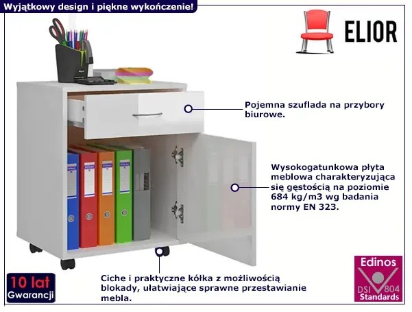 Biały kontenerek biurowy w połysku - Torko 4X