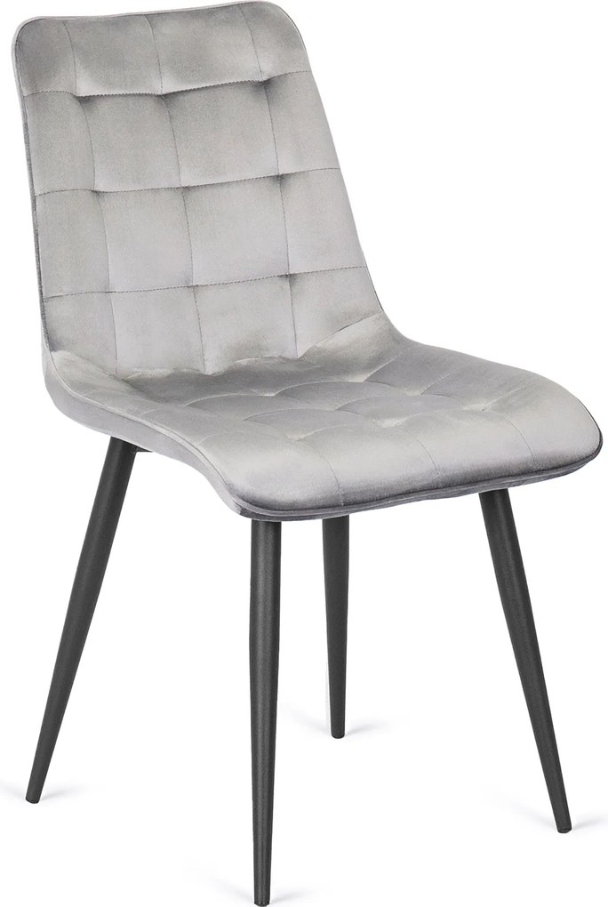 Krzesło Tapicerowane GOMEZ Szare Welurowe Nowoczesne Loft