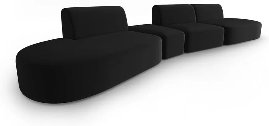 Czarna aksamitna sofa lewostronna 428 cm Paolo – Milo Casa