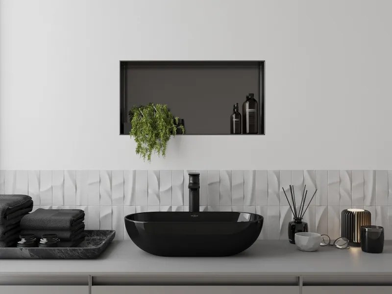 Mexen X-Wall-NR półka wnękowa bez kołnierza 60 x 30 cm, gun gray szczotkowany - 19E1603010