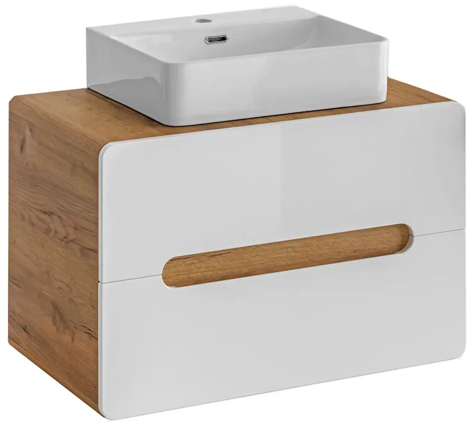 Szafka z umywalką nablatową biały połysk A2-G83