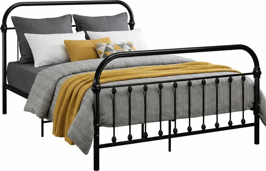 Czarne metalowe łóżko w stylu loft 140x200 cm EtiosaF7-W97