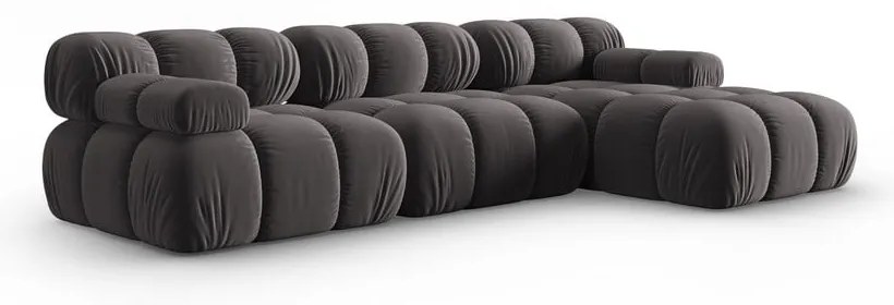 Ciemnoszara aksamitna sofa 285 cm Bellis – Micadoni Home