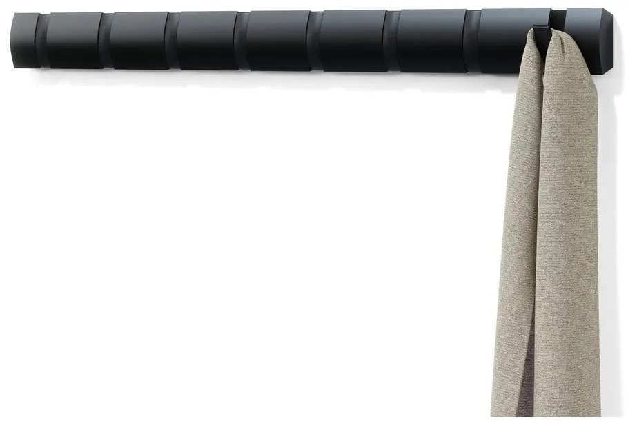Czarny wieszak ścienny z drewna jesionowego Flip – Umbra