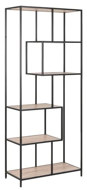 Czarno-naturalny regał w dekorze dębu 77x185 cm Seaford – Actona