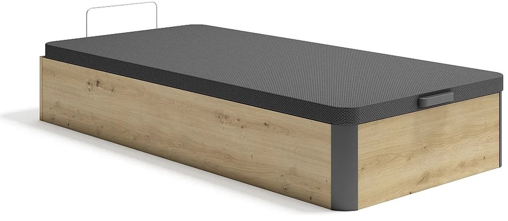 Stelaż łóżka ze skrzynią 90 x 190 cm - Jasny naturalny i czarny - NAMOSI od YSMÉE