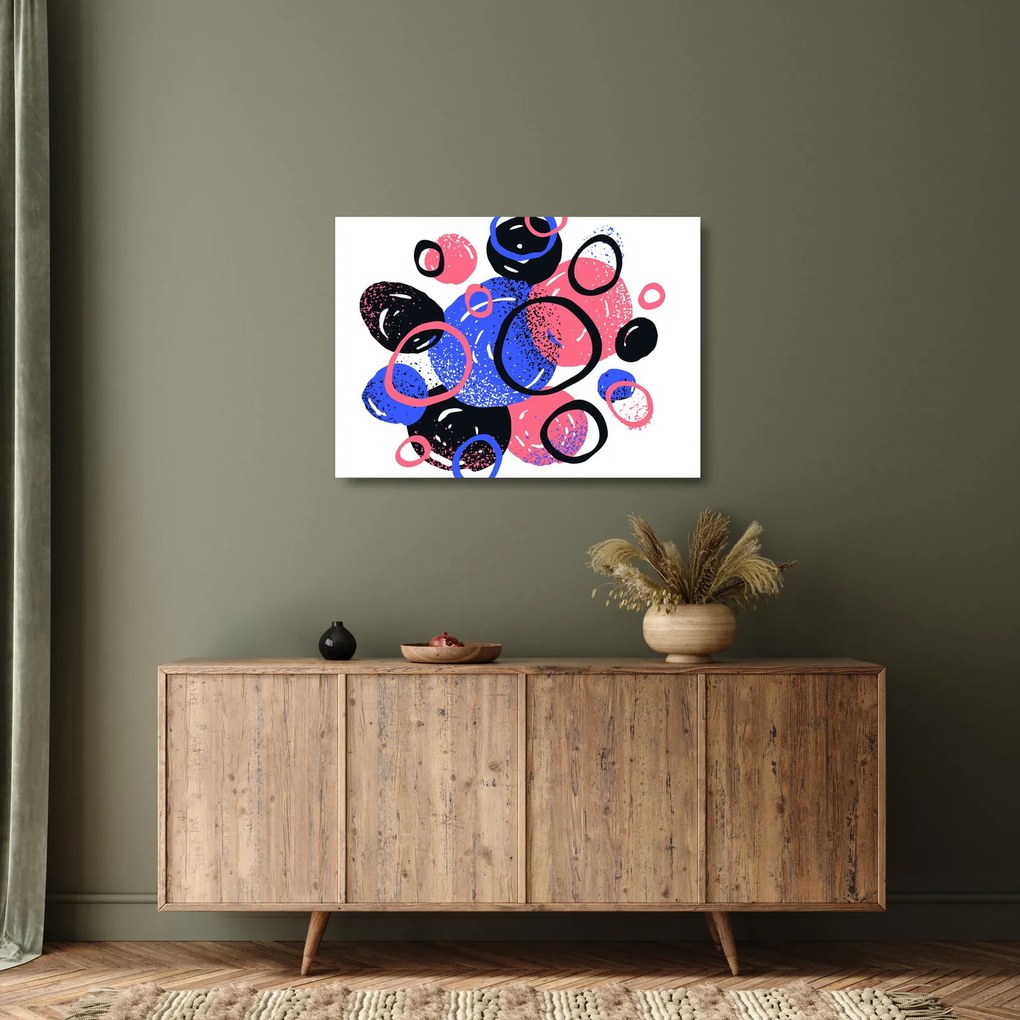 Obraz na szkle - Motyw z kółkami w żywych kolorach (70x50 cm)