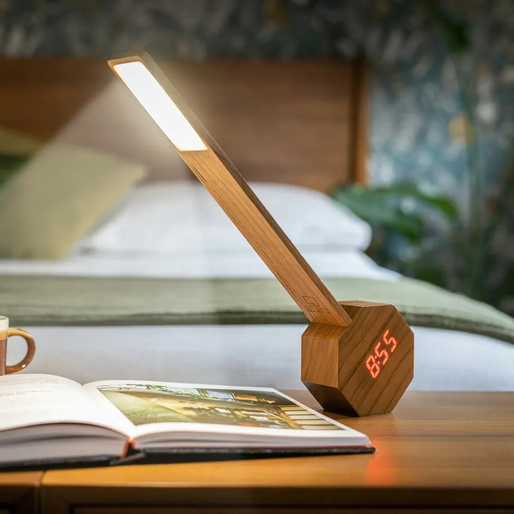 Ciemnobrązowa lampa stołowa LED w dekorze czereśni (wysokość 39,5 cm) Octagon One – Gingko