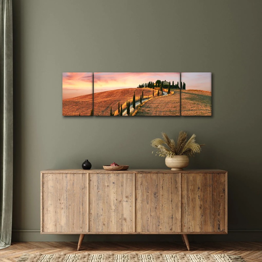 Obraz - Dom na wzgórzu, Toskania, Włochy (170x50 cm)