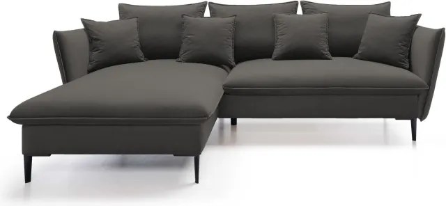 Narożnik GLOSS Lewostronny z funkcją spania, zestaw z poduszkami wolnostojący tkanina RIVIERA 100 Czarny WERSAL