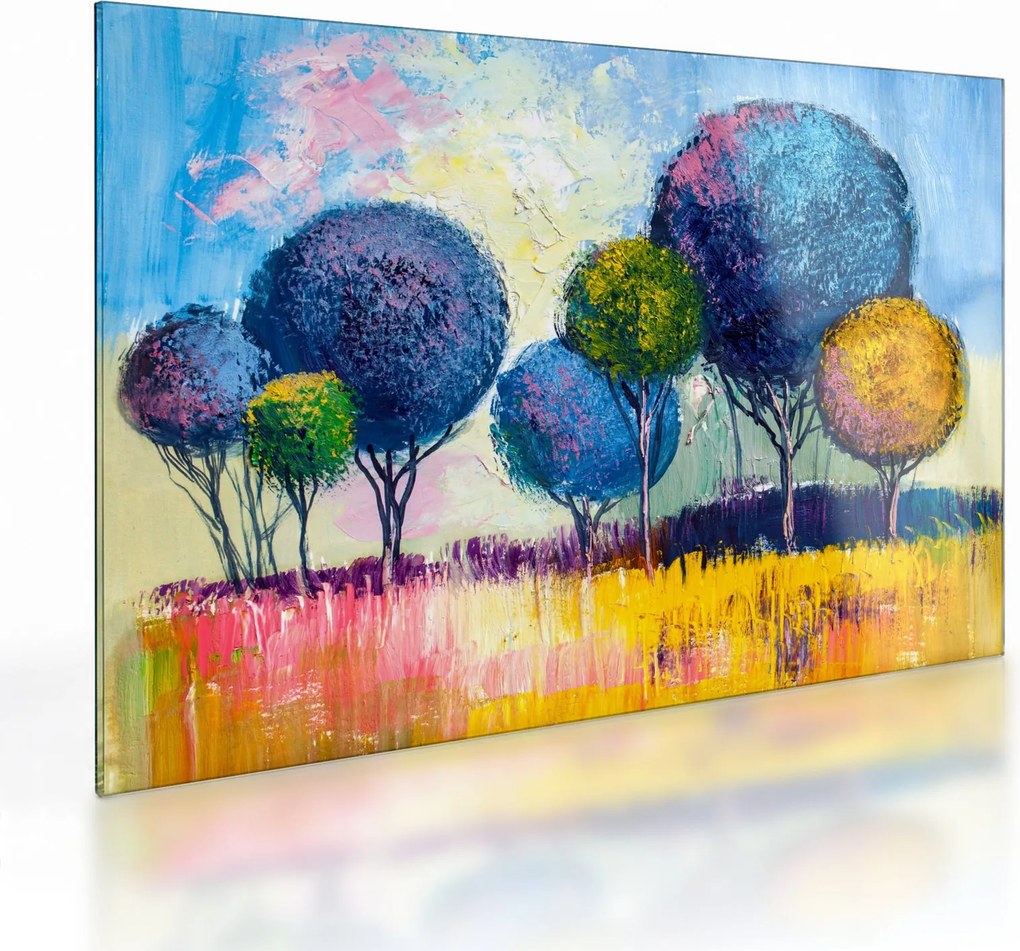 Obraz na szkle drzew kopułowych, obraz olejny (70x50 cm)
