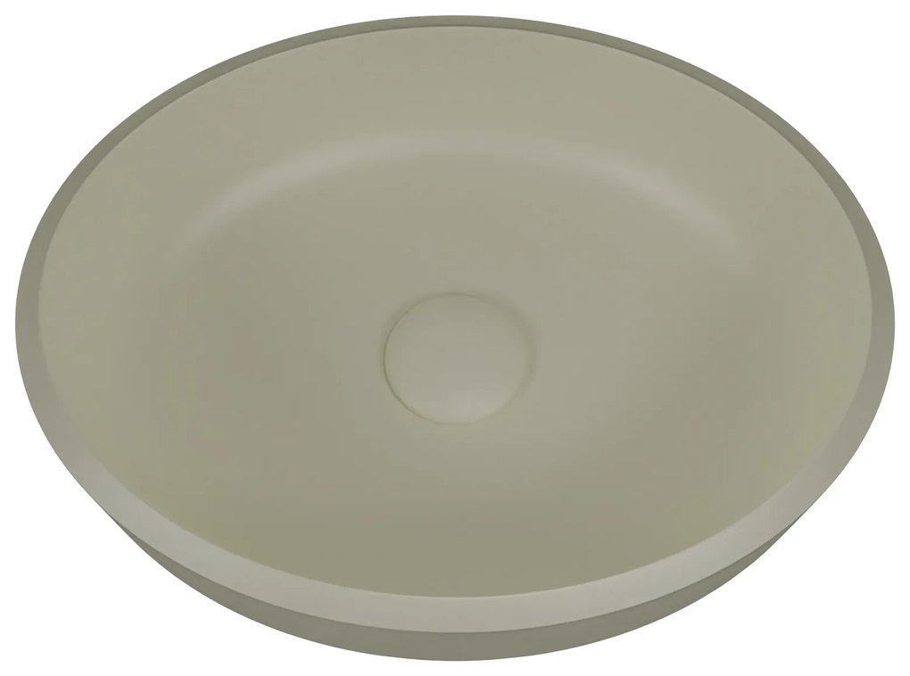 Umywalka z konglomeratu nablatowa okrągła beżowa 40 cm RONA beige : Wykończenie - matowe