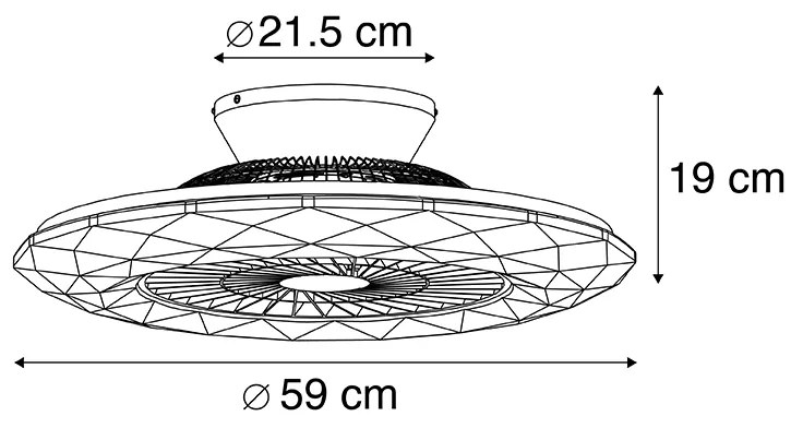 Wentylator sufitowy z lampą srebrny z efektem gwiazdy 59 cm z LED ściemnialny z pilotem - ClimaDesignerski Oswietlenie wewnetrzne