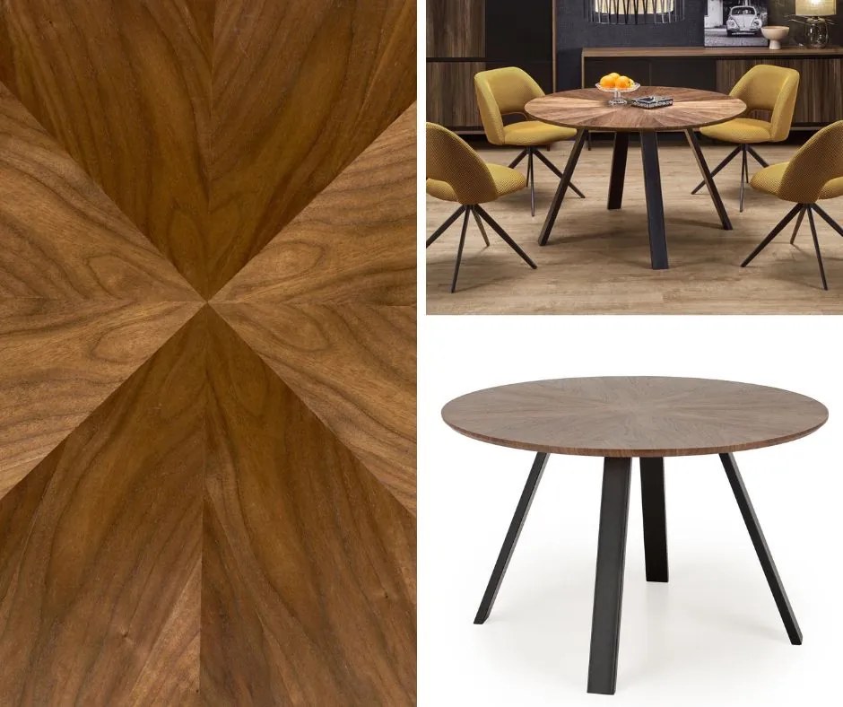 Okrągły stół z orzechowym blatem Danilo Halmar