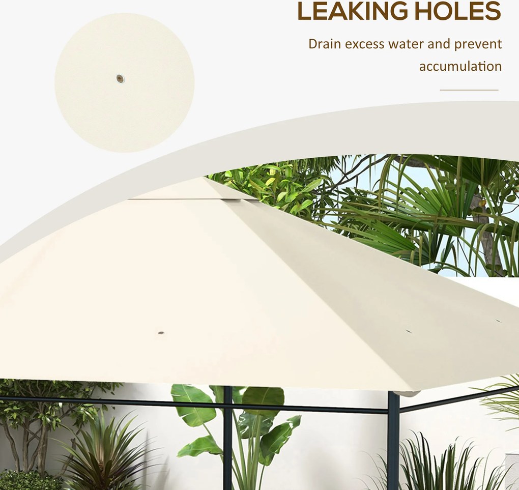 Outsunny Zastępczy Dach do Pawilonu 3 97x2 97m Ochrona UV Wodoodporność Kremowy Pokrowiec | Aosom PL
