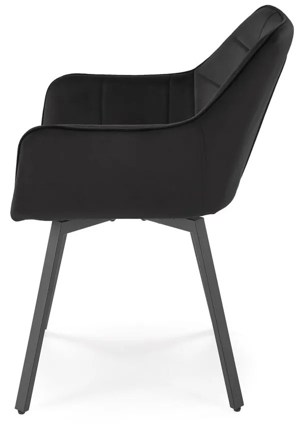 Krzesło do jadalni obrotowe z podłokietnikami czarne welurowe K588