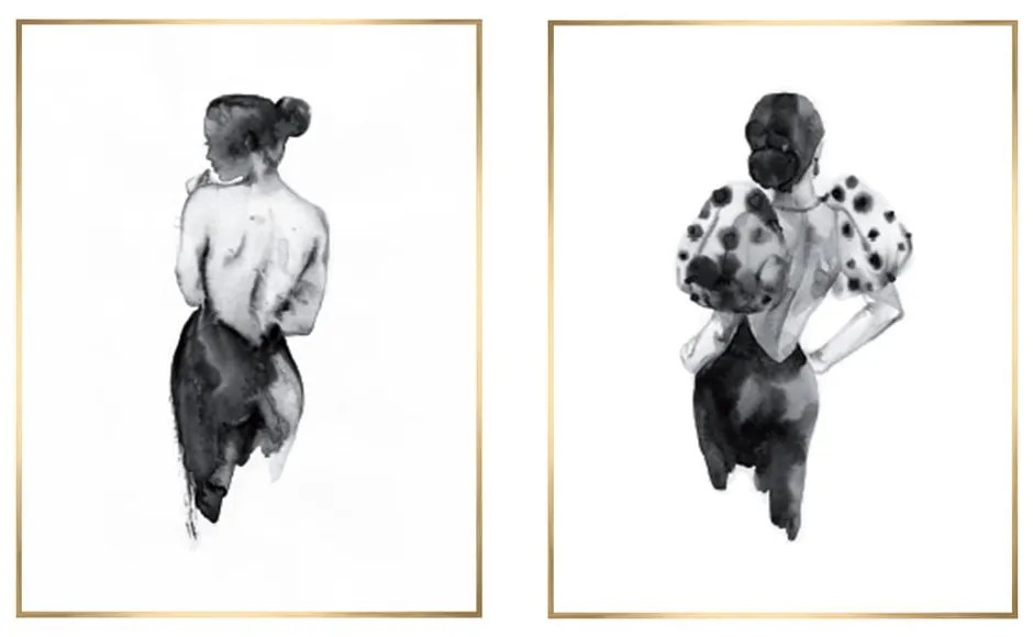 Obrazy zestaw 2 szt. 30x40 cm Woman Sketch – knor