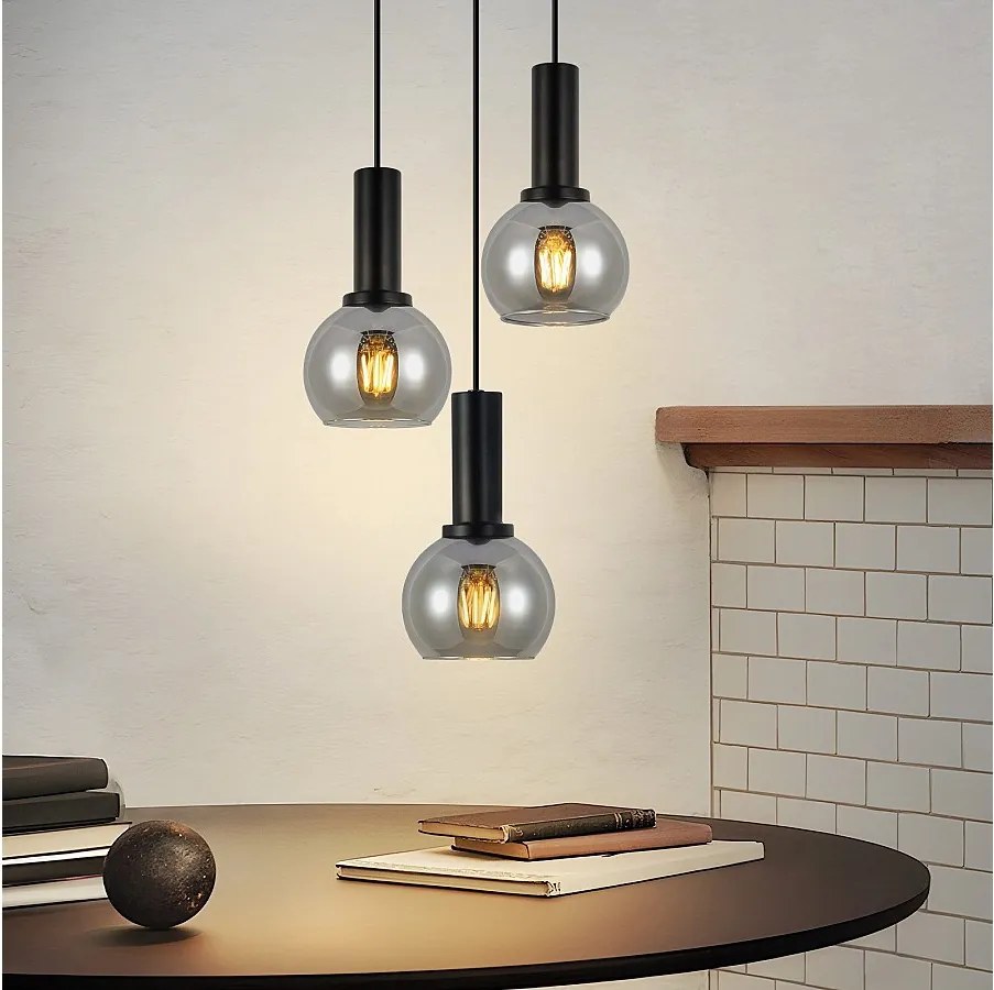 NETTLIFE Lampa wisząca do stołu jadalnego, lampa wisząca ze szkła w stylu vintage z 3 płomieniami E27