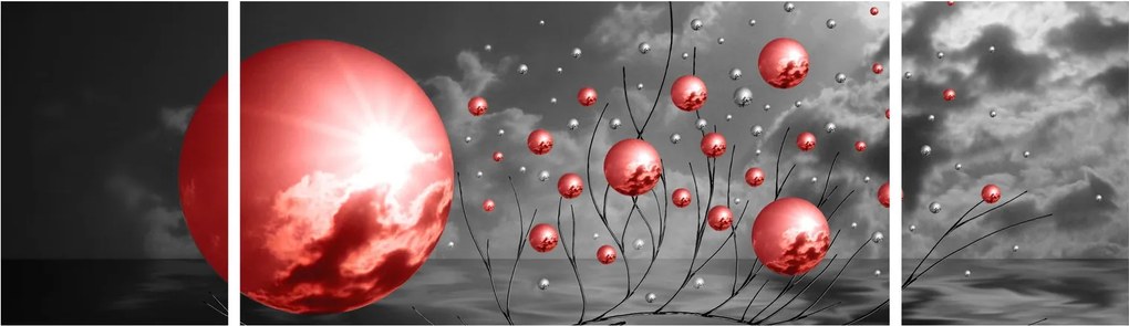 Obraz czerwonych kul (170x50 cm)