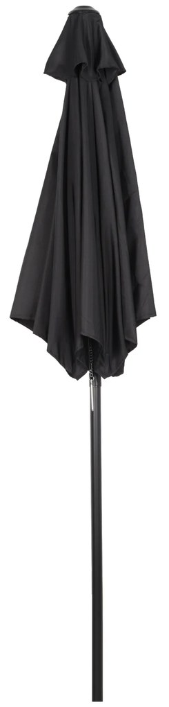 Outsunny Parasol Ø196 cm, Parasol z Funkcją Nachylenia, Sześciokątny Parasol Balkonowy do Plaży Balkonu Ogrodu, Czarny