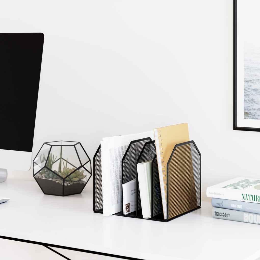 Organizer na biurko koszyk z przegródkami