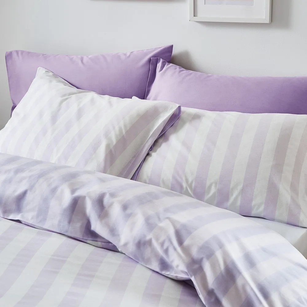 Biało-lawendowa pościel dwuosobowa 230x220 cm Stripe Tease – Sassy B