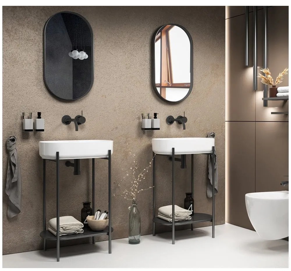 Czarny metalowy stelaż pod umywalkę 40x82 cm Puno – Sapho