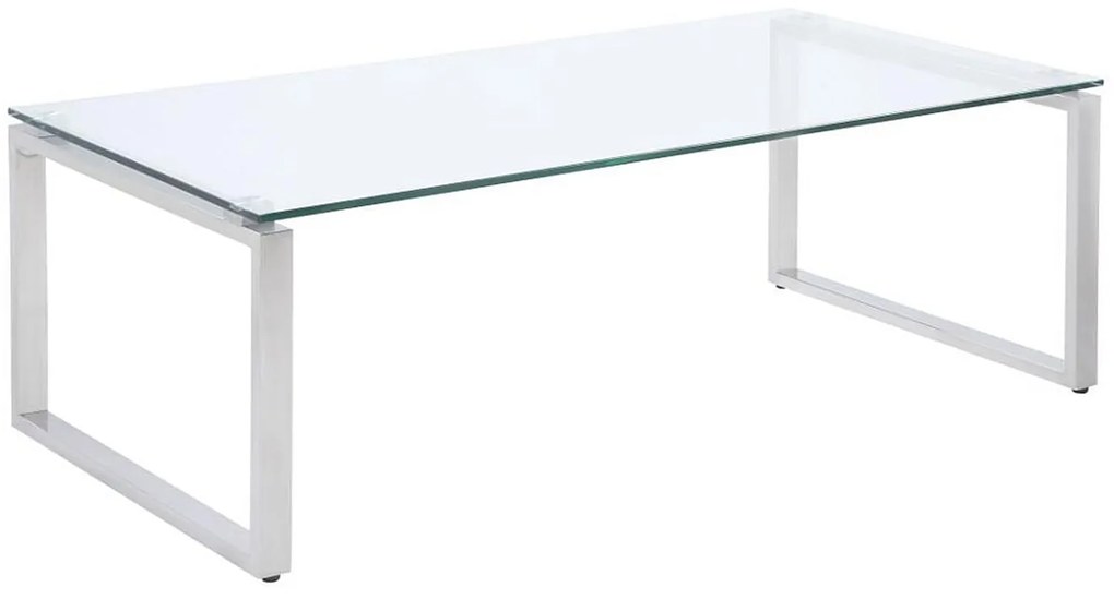 Stolik kawowy FREYA - Hartowane szkło i chromowany metal