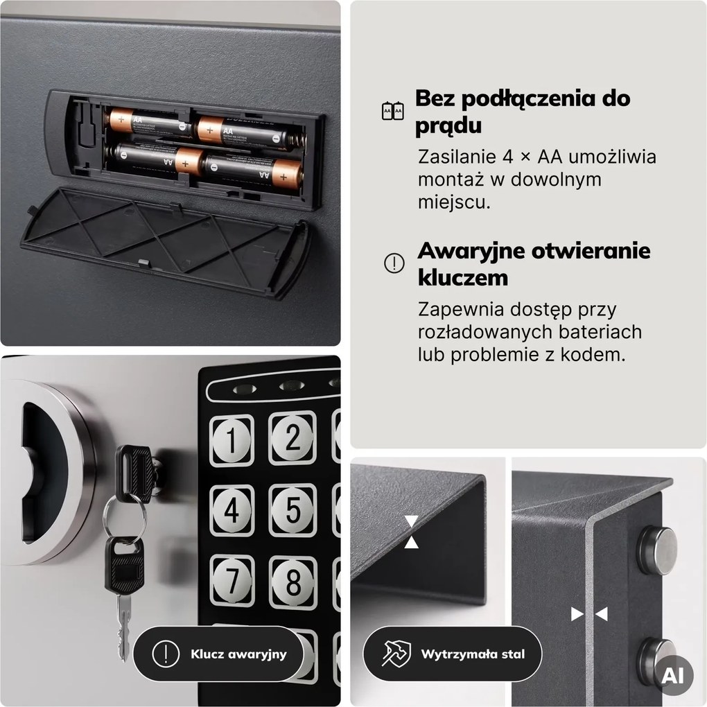 Mini sejf elektroniczny do szafy, na pieniądze i biżuterię Hector