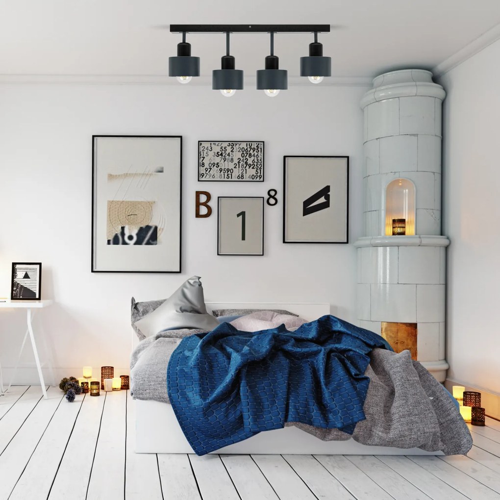 Antracytowo-czarna lampa sufitowa, czteropunktowy spot DAN60x7SC z dre