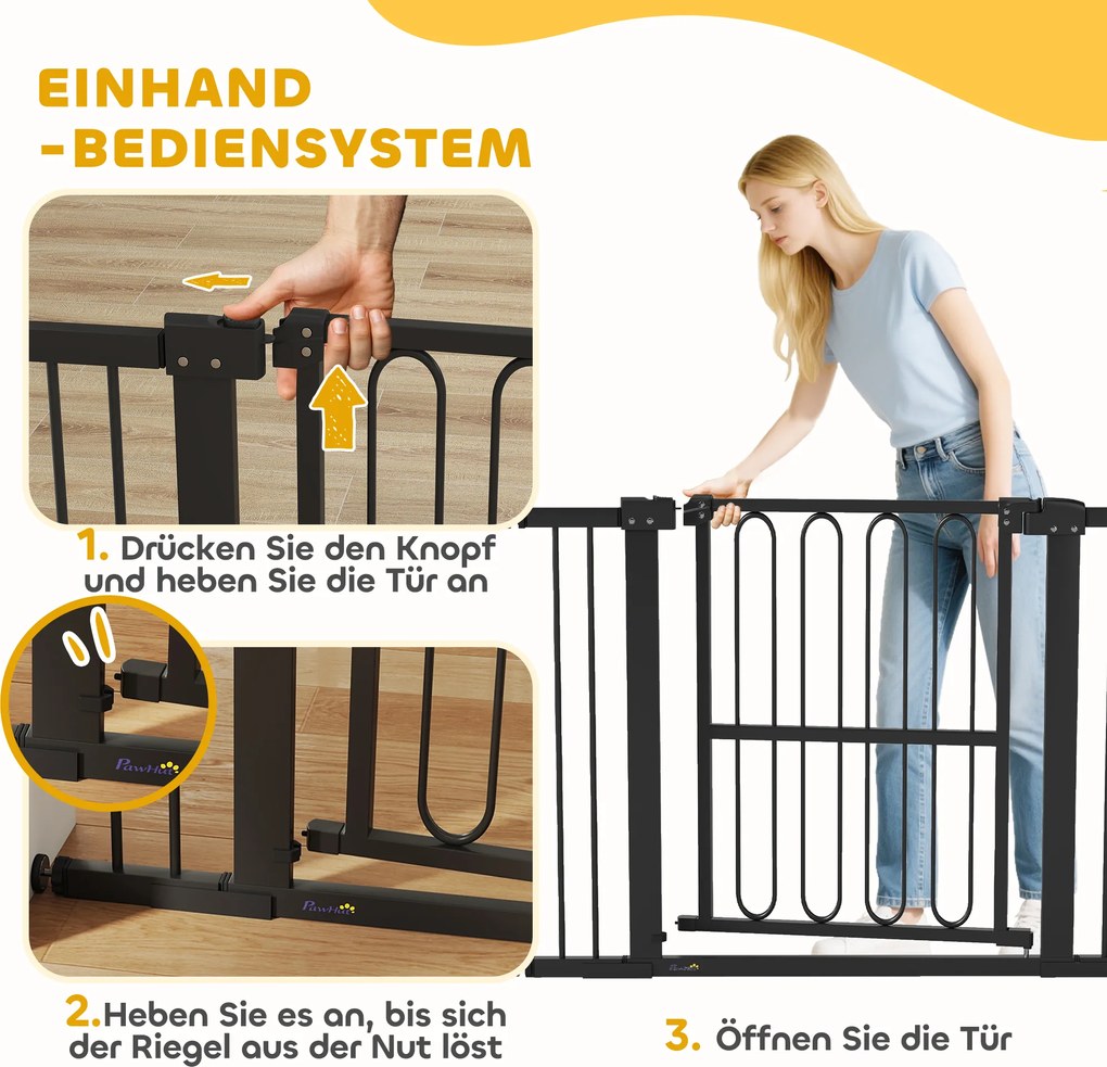 PawHut Bramka ochronna dla psów, 76-104 cm, bramka bez wiercenia, bramka schodowa