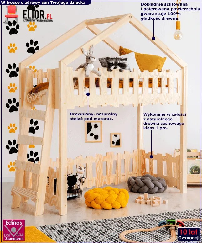 Łóżko piętrowe domek do pokoju dziecięcego - Barry 3X