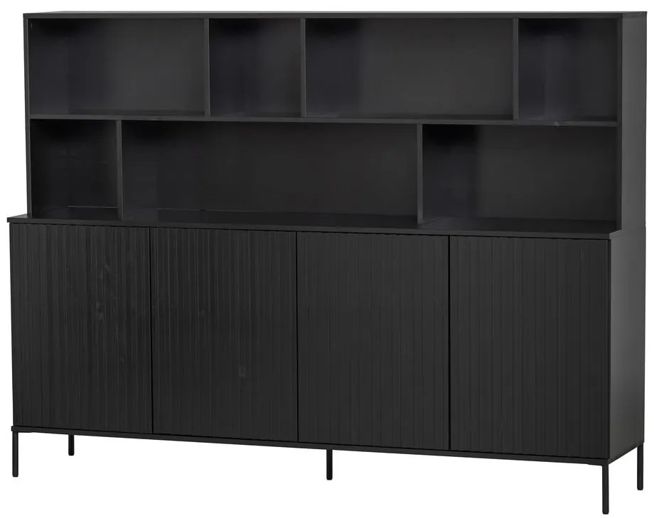 Czarny regał z litego drewna sosnowego 200x150 cm Gravure – WOOOD