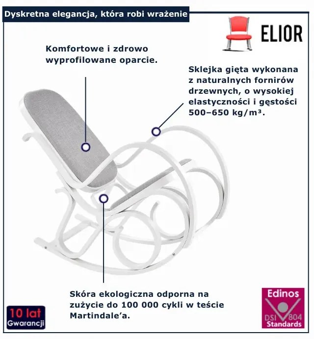 Biały drewniany fotel bujany M6-H79