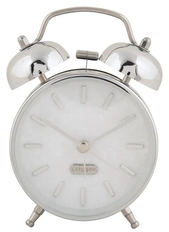 Karlsson 6009CH budzik design srebrny, średnica 12 cm