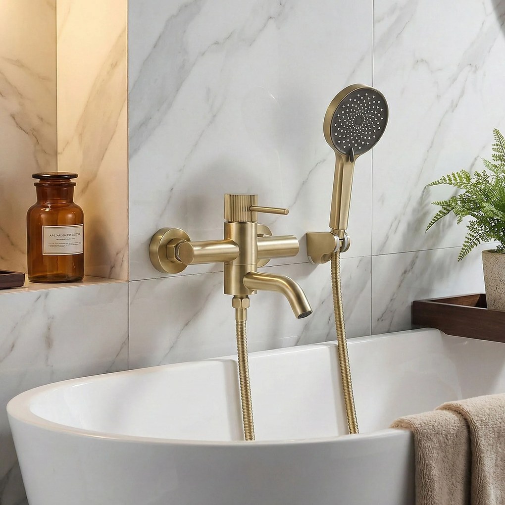 Bateria wannowa Rea Lungo Stripe Złota Szczotkowana