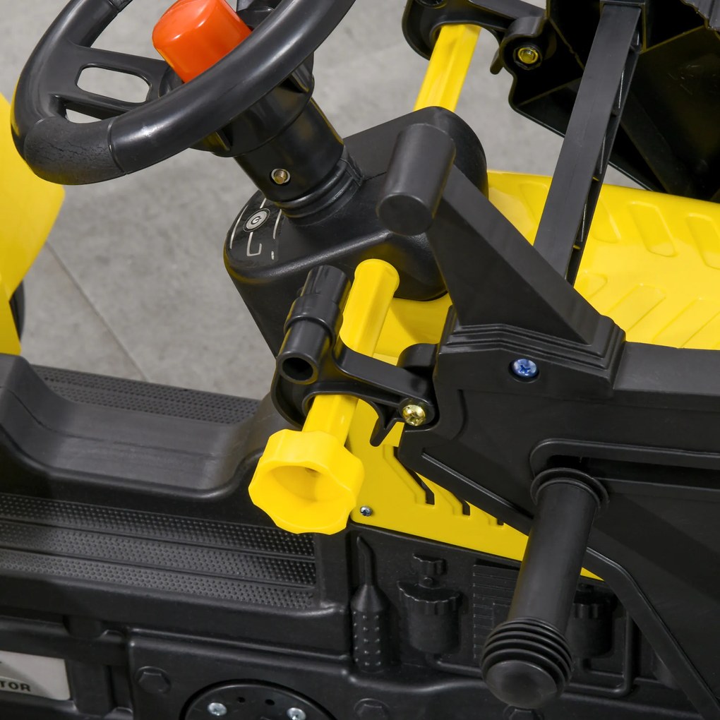 HOMCOM Traktor na pedały dla dzieci Ładowarka kołowa z łopatą Żółty i czarny 114x41x52cm | Aosom PL