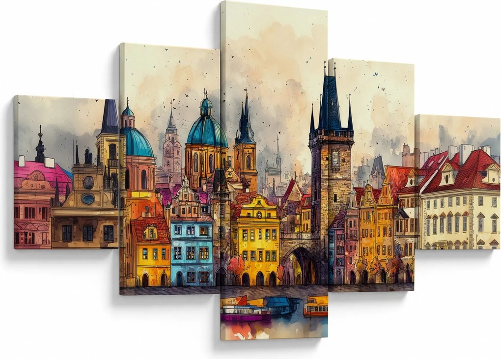 Obraz - Jesień w malowanym mieście (125x70 cm)