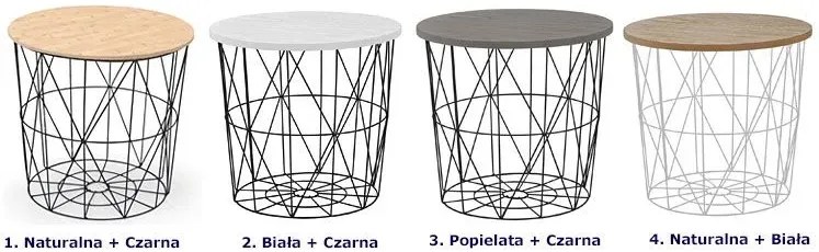 Stolik Kawowy Czarny Druciany Naturalny + M6-W88