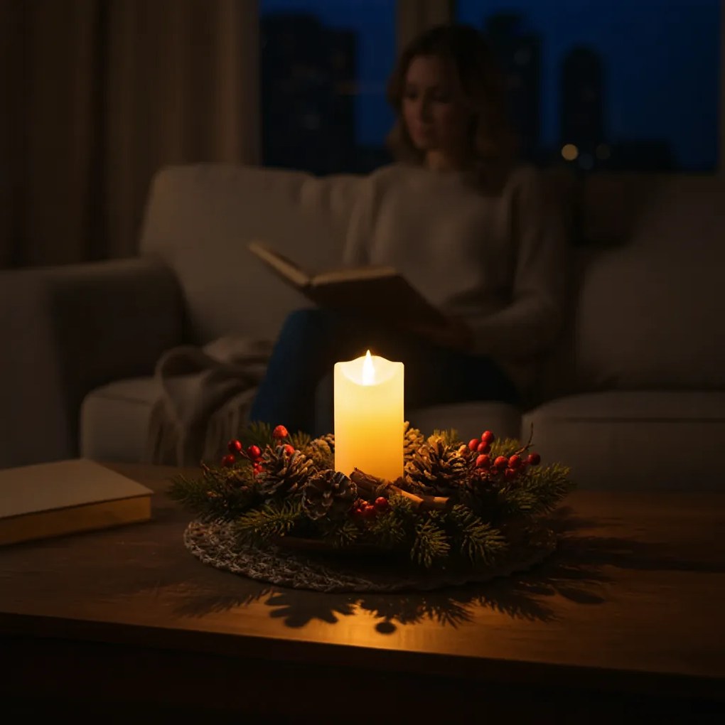 LED świeca słup RUHHY 12,5 cm beżowa