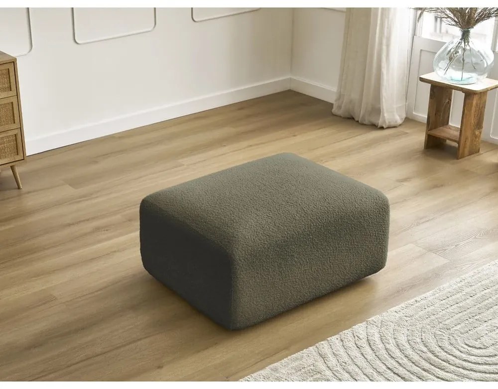 Zielony podnóżek z materiału bouclé Tina – Bobochic Paris