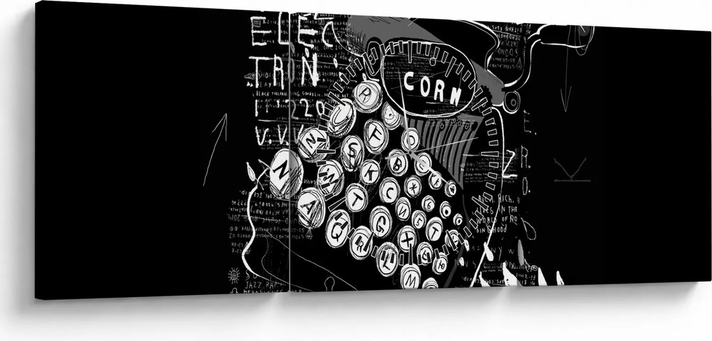 Obraz - Rysunek w stylu Banksy (z zegarem) (90x30 cm)