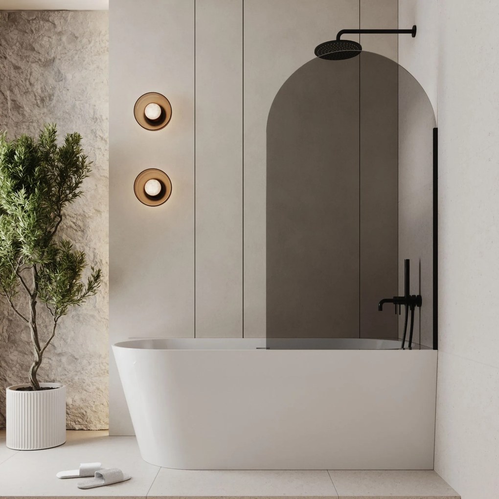 Parawan nawannowy półokrągły MOLIS Oval Grafit szkło grafitowe | Różne rozmiary : Kolor profili kabiny - chrom / srebrny, Rozmiar - 80x150 cm